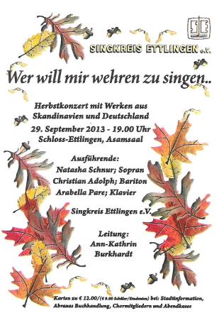 Plakat zum Konzert vom 29.09.2013